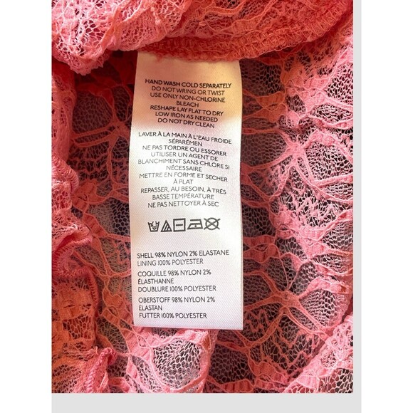 Urban Outfitters Kimchi Blue Daphne Lace Cropped Top Pink Sheer Women’s Small - Picture 8 of 8